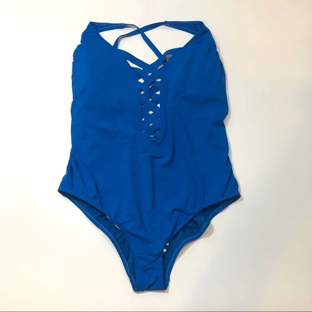 BLEU ROD BEATTIE Basketweave blue swim  One Piece